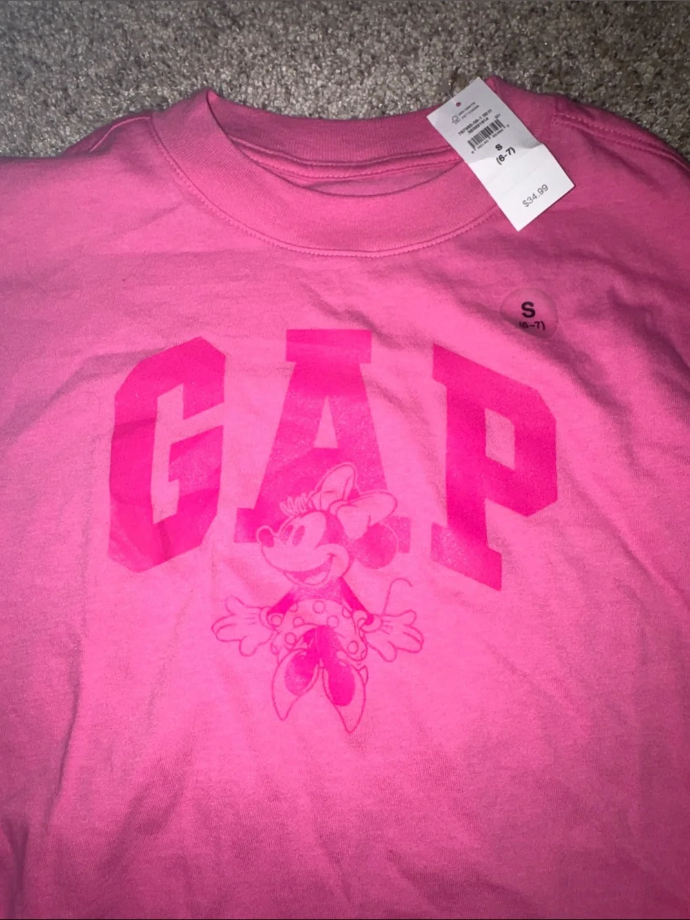 GAP Bright Pink Minnie Graphic Long sleeve Tshirt
